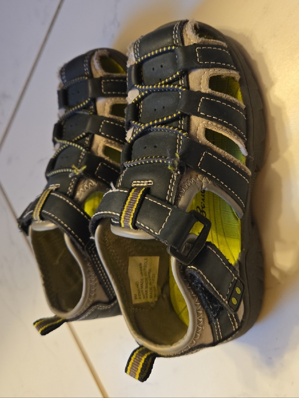 Kids Closed-Toe Sport Sandals - Navy & Lime - Eddie Bauer